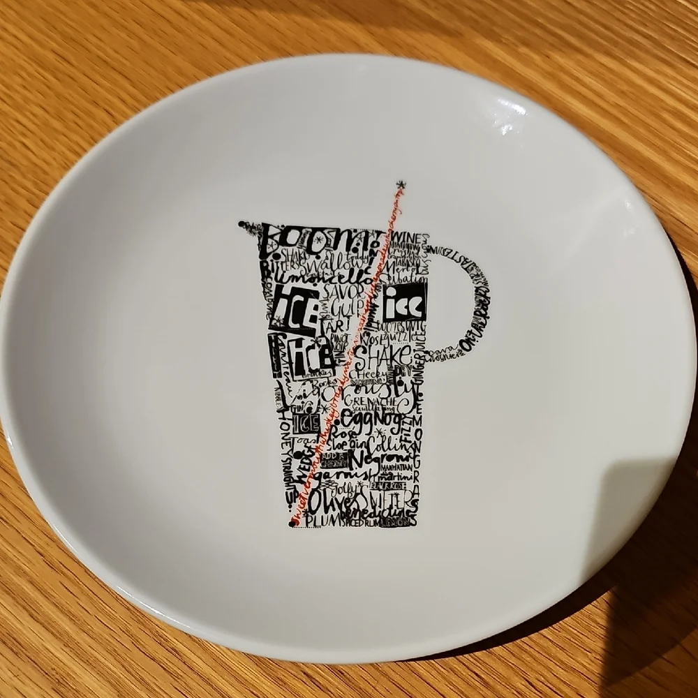 Crate & Barrel Snack Plates With Cocktail Motif
